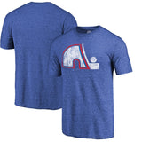 Men's Quebec Nordiques Fanatics Branded Royal Throwback Logo Tri-Blend T-Shirt - Bleacher Bum Collectibles, Toronto Blue Jays, NHL , MLB, Toronto Maple Leafs, Hat, Cap, Jersey, Hoodie, T Shirt, NFL, NBA, Toronto Raptors