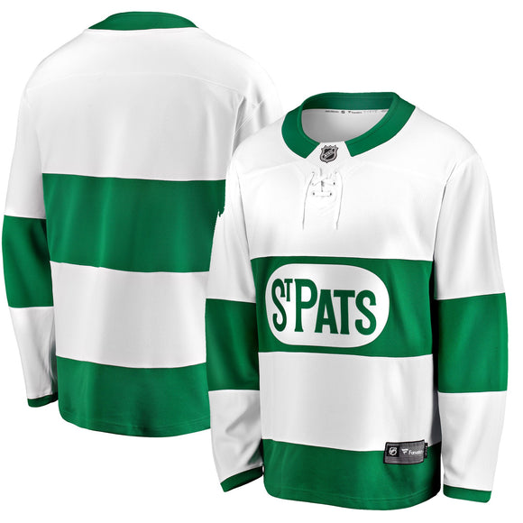 Men's Toronto St. Pats Fanatics Branded White Green Premier Breakaway - Jersey - Bleacher Bum Collectibles, Toronto Blue Jays, NHL , MLB, Toronto Maple Leafs, Hat, Cap, Jersey, Hoodie, T Shirt, NFL, NBA, Toronto Raptors