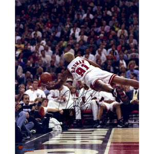 Dennis Rodman Chicago Bulls Autographed 16" x 20" Vertical Diving Photograph