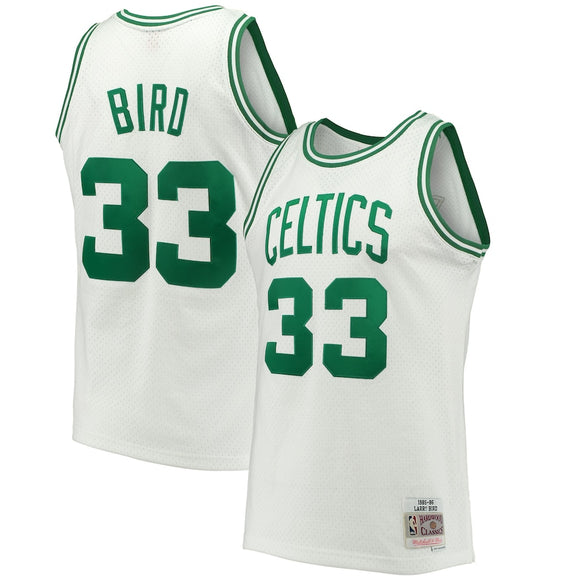 Men's Boston Celtics Larry Bird Mitchell & Ness White 1985-86 Hardwood Classics Swingman Jersey