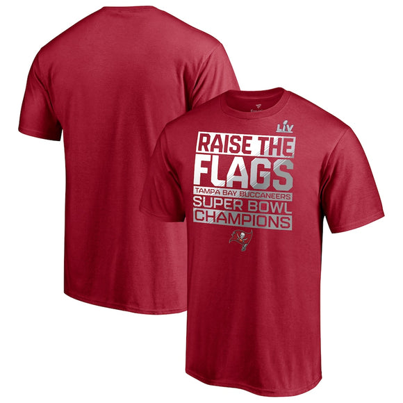 Men's Tampa Bay Buccaneers Fanatics Branded Red Super Bowl LV Champions Parade Celebration T-Shirt