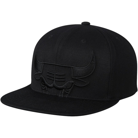 Men's Mitchell & Ness Black/Black Chicago Bulls Cropped Logo 2-Tone - Snapback Hat
