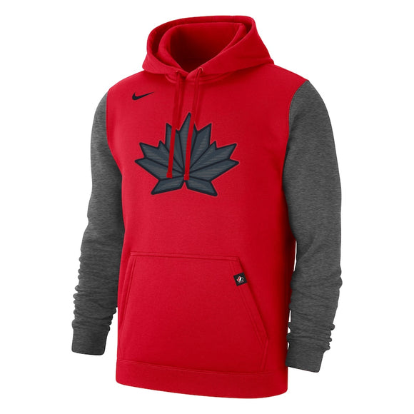 Men's Nike Red/Heathered Charcoal Hockey Canada Club Fleece Colorblock - Pullover Hoodie