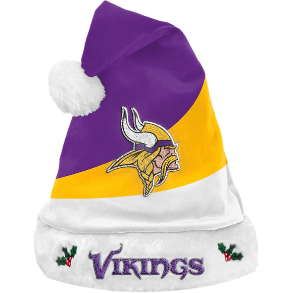 Minnesota Vikings Logo Colorblock Santa Hat NFL Football by Forever Collectibles