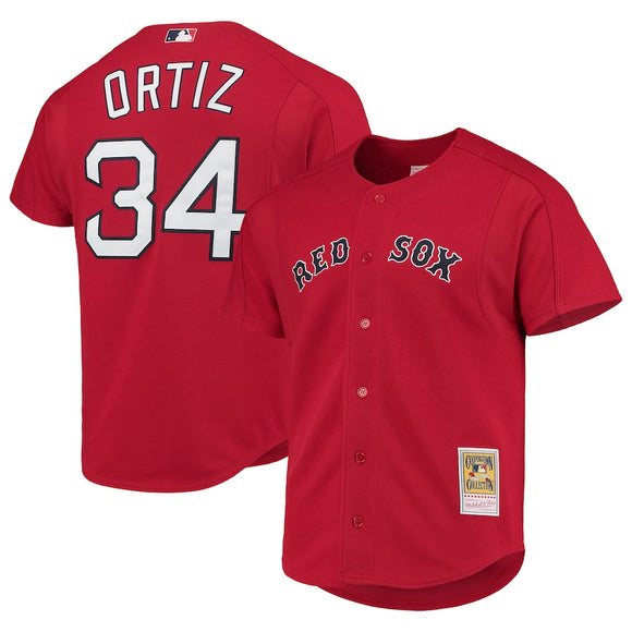 David Ortiz Boston Red Sox Mitchell & Ness Cooperstown Collection Mesh Batting Practice Jersey - Red
