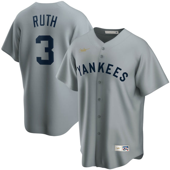 Men's New York Yankees Babe Ruth Nike Gray Road Cooperstown Collection Player Jersey