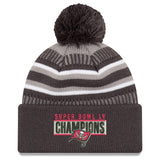 Men's New Era Gray Tampa Bay Buccaneers Super Bowl LV Champions - Parade Pom Cuffed Knit Hat
