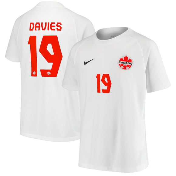 Men's Nike Alphonso Davies White Canada Soccer 2021 Away - Replica Player Jersey
