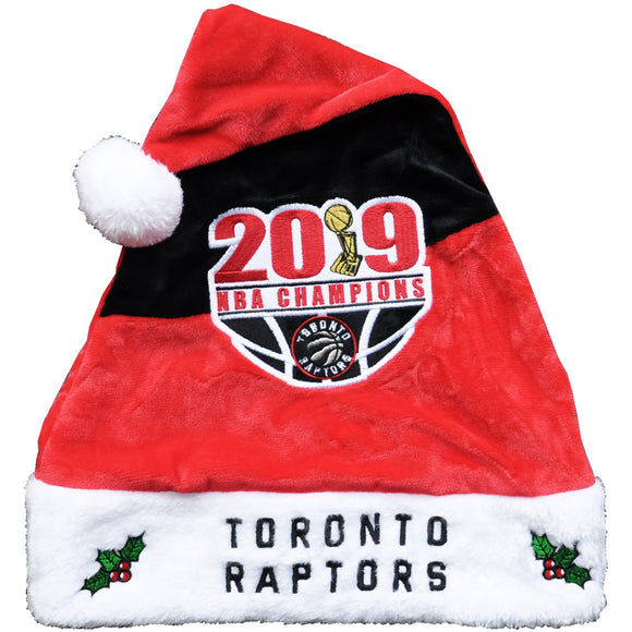 Toronto Raptors Basketball 2019 NBA Champions Plush Holiday Santa Hat - One Size Fits Most - Bleacher Bum Collectibles, Toronto Blue Jays, NHL , MLB, Toronto Maple Leafs, Hat, Cap, Jersey, Hoodie, T Shirt, NFL, NBA, Toronto Raptors