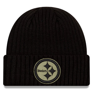 Men's Pittsburgh Steelers New Era Black 2020 Salute to Service Cuffed Knit Hat