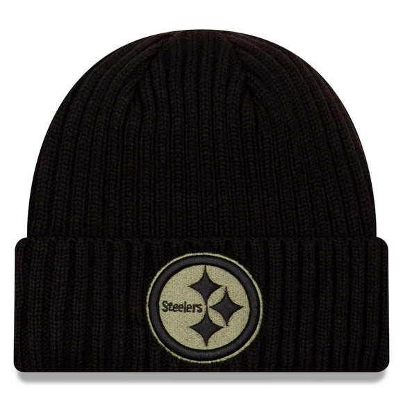 Men's Pittsburgh Steelers New Era Black 2020 Salute to Service Cuffed Knit Hat