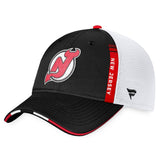 New Jersey Devils Fanatics Branded 2022 NHL Draft Authentic Pro On Stage Trucker Adjustable Hat - Black/White