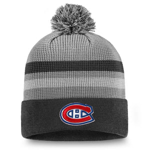 Men's Montreal Canadiens Fanatics Branded Gray Authentic Pro Home Ice - Cuffed Knit Hat with Pom