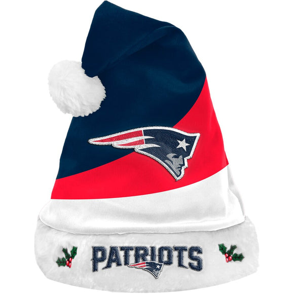 New England Patriots Logo Colorblock Santa Hat NFL Football by Forever Collectibles