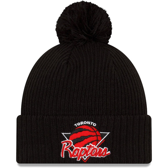Toronto Raptors New Era 2021 NBA Tip-Off Team Color Pom Cuffed Knit Hat - Black