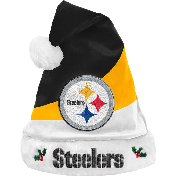 Pittsburgh Steelers Logo Colorblock Santa Hat NFL Football by Forever Collectibles