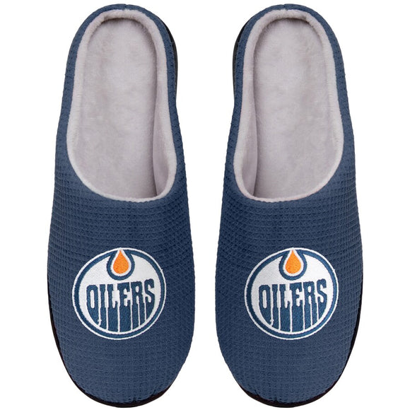 Men's Edmonton OIlers NHL Hockey Plush Logo Soft Slipper Memory Foam - Multiple Sizes