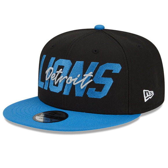 Men's Detroit Lions New Era Black/Blue 2022 NFL Draft 9FIFTY Snapback Adjustable Hat