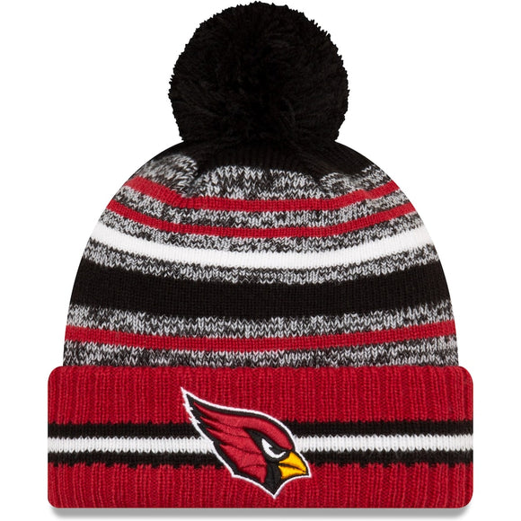 Men's New Era Black/Cardinal Arizona Cardinals 2021 NFL Sideline - Sport Official Pom Cuffed Knit Hat