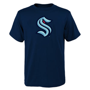 Seattle Kraken NHL Hockey Navy Primary Logo Youth T Shirt - Multiple Sizes