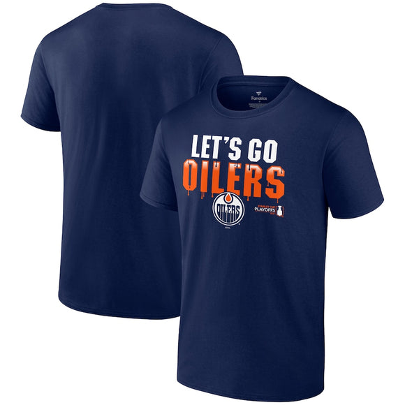 Edmonton Oilers Fanatics Branded 2022 Stanley Cup Playoffs Slogan T-Shirt - Navy