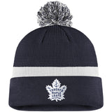 Toronto Maple Leafs Fanatics Branded 2020 NHL Draft Authentic Pro Cuffed Pom Knit Hat - Blue/White