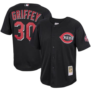 Men's Cincinnati Reds Ken Griffey Jr. Mitchell & Ness Black Cooperstown Collection Batting Practice Jersey