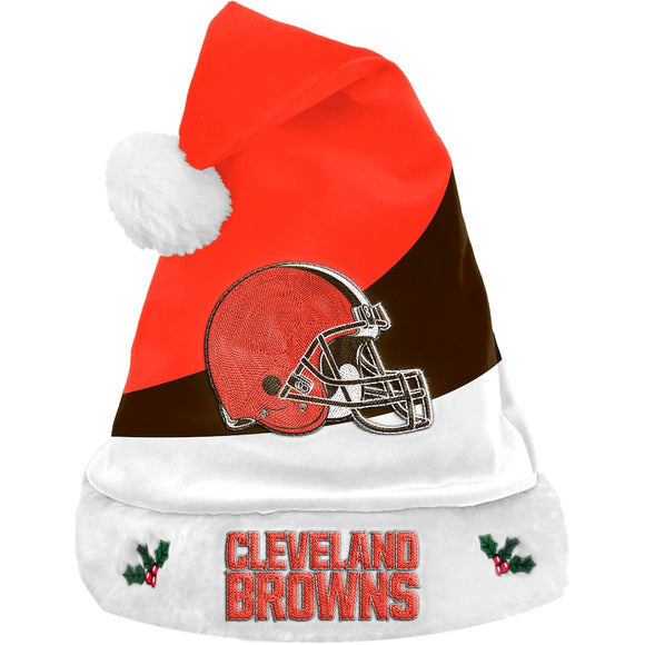 Cleveland Browns Logo Colorblock Santa Hat NFL Football by Forever Collectibles