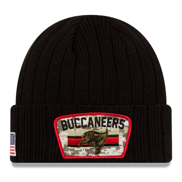 Men's Tampa Bay Buccaneers New Era Black 2021 Salute To Service Cuffed Knit Hat