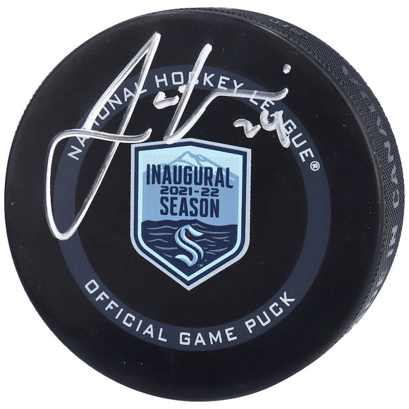 Jamie Oleksiak Seattle Kraken Autographed 2021-22 Inaugural Season Official Game Puck