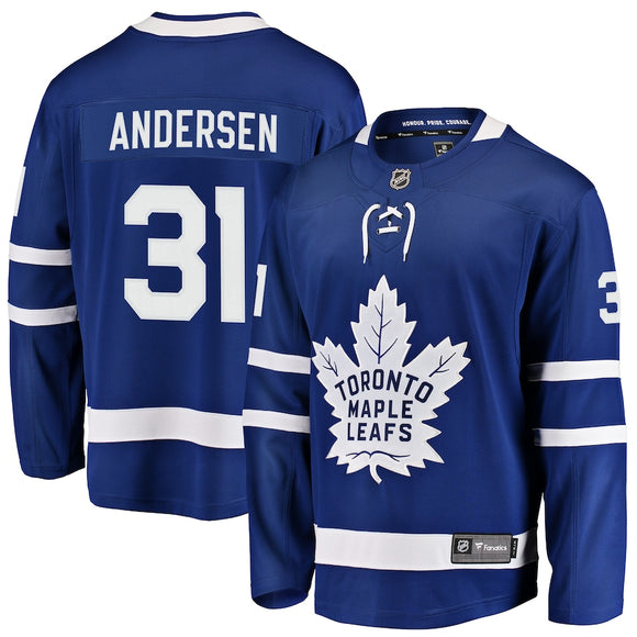 Men's Toronto Maple Leafs Frederik Andersen Fanatics Branded Blue Breakaway Player - Jersey