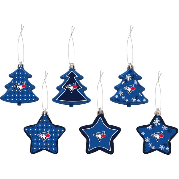 Toronto Blue Jays Six-Pack Shatterproof Tree And Star Ornament Set By Forever Collectibles
