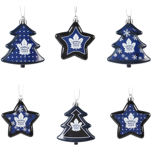 Toronto Maple Leafs Six-Pack Shatterproof Tree And Star Ornament Set By Forever Collectibles