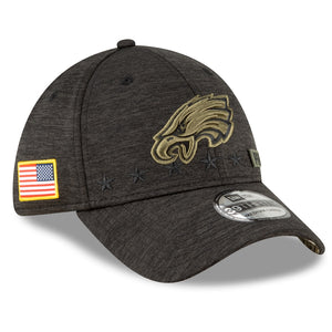 Men's Philadelphia Eagles New Era Heather Black 2020 Salute to Service 39THIRTY Flex Hat