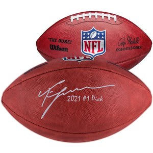 Trevor Lawrence Jacksonville Jaguars Autographed Wilson Duke Full Color Pro Football with "2021 #1 PICK" Inscription