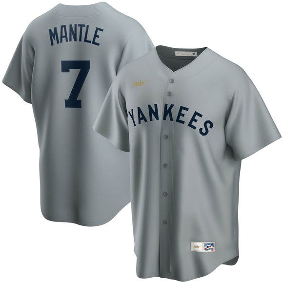 Men's New York Yankees Mickey Mantle Nike Gray Road Cooperstown Collection Player Jersey