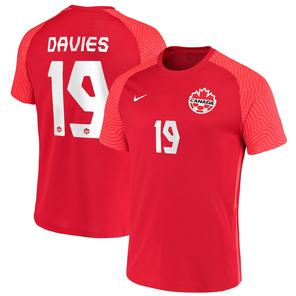 Men's Nike Alphonso Davies Red Canada Soccer 2021/22 Home - Replica Player Jersey