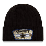 Men's Dallas Cowboys New Era Black 2021 Salute To Service Cuffed Knit Hat