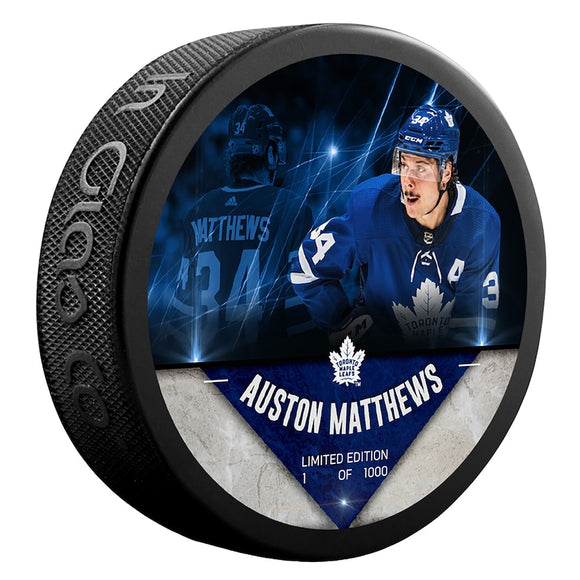 Auston Matthews Toronto Maple Leafs Unsigned Fanatics Exclusive Player Hockey Puck - Limited Edition of 1000