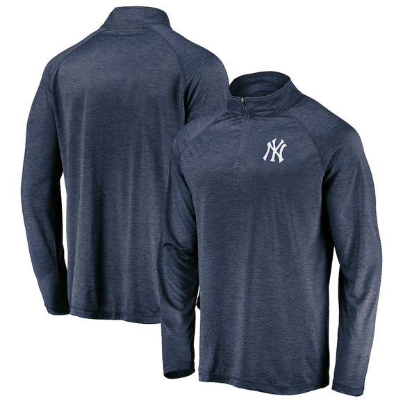 Men's New York Yankees Fanatics Branded Navy Primary Logo Raglan Quarter-Zip - Jacket