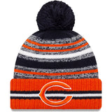 Men's Chicago Bears New Era Navy/Orange 2021 NFL Sideline Sport Official Pom Cuffed Knit Hat