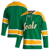 Men's California Golden Seals adidas Green Team Classics Authentic Blank NHL Hockey Jersey