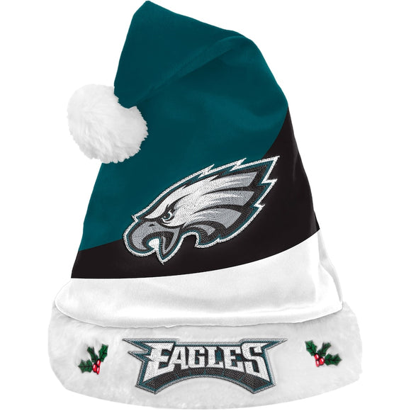 Philadelphia Eagles Logo Colorblock Santa Hat NFL Football by