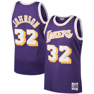 Mitchell & Ness Los Angeles Lakers Magic Johnson 1984-85 Hardwood Classics Swingman Road Jersey