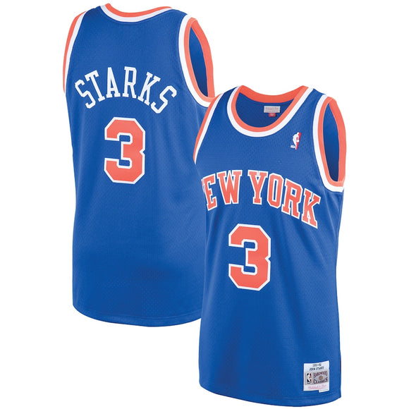 Men's Mitchell & Ness John Starks Blue New York Knicks 1991-92 Hardwood Classics Swingman Player Jersey