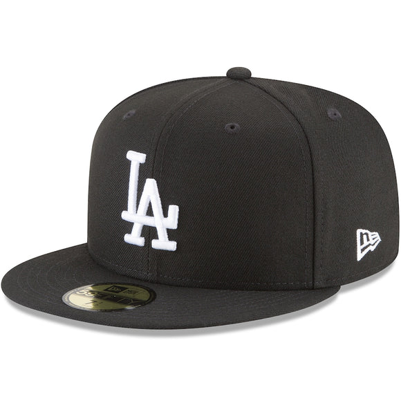 Men's Los Angeles Dodgers New Era Black & White MLB Baseball 59FIFTY Fitted Hat