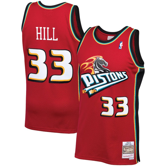Men's Detroit Pistons Grant Hill Mitchell & Ness Red 1999-00 Hardwood Classics Swingman Jersey