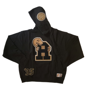 Men's Toronto Raptors Mitchell & Ness Black & Gold Raptor Biting Logo Sweatshirt Hoodie