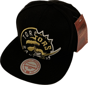 Toronto Raptors NBA Basketball Mitchell & Ness Split Crown Hardwood Classic Snapback Cap - Black & Gold