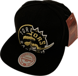 Toronto Raptors NBA Basketball Mitchell & Ness Split Crown Hardwood Classic Snapback Cap - Black & Gold